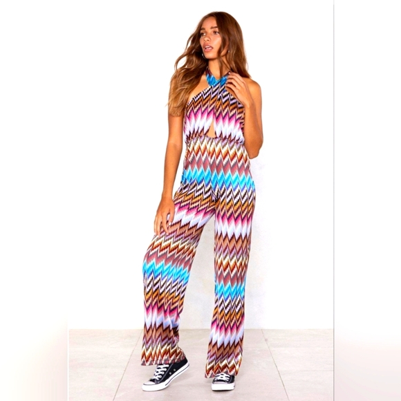 Nasty Gal Jumpsuit Zig Zag pattern - Picture 1 of 4